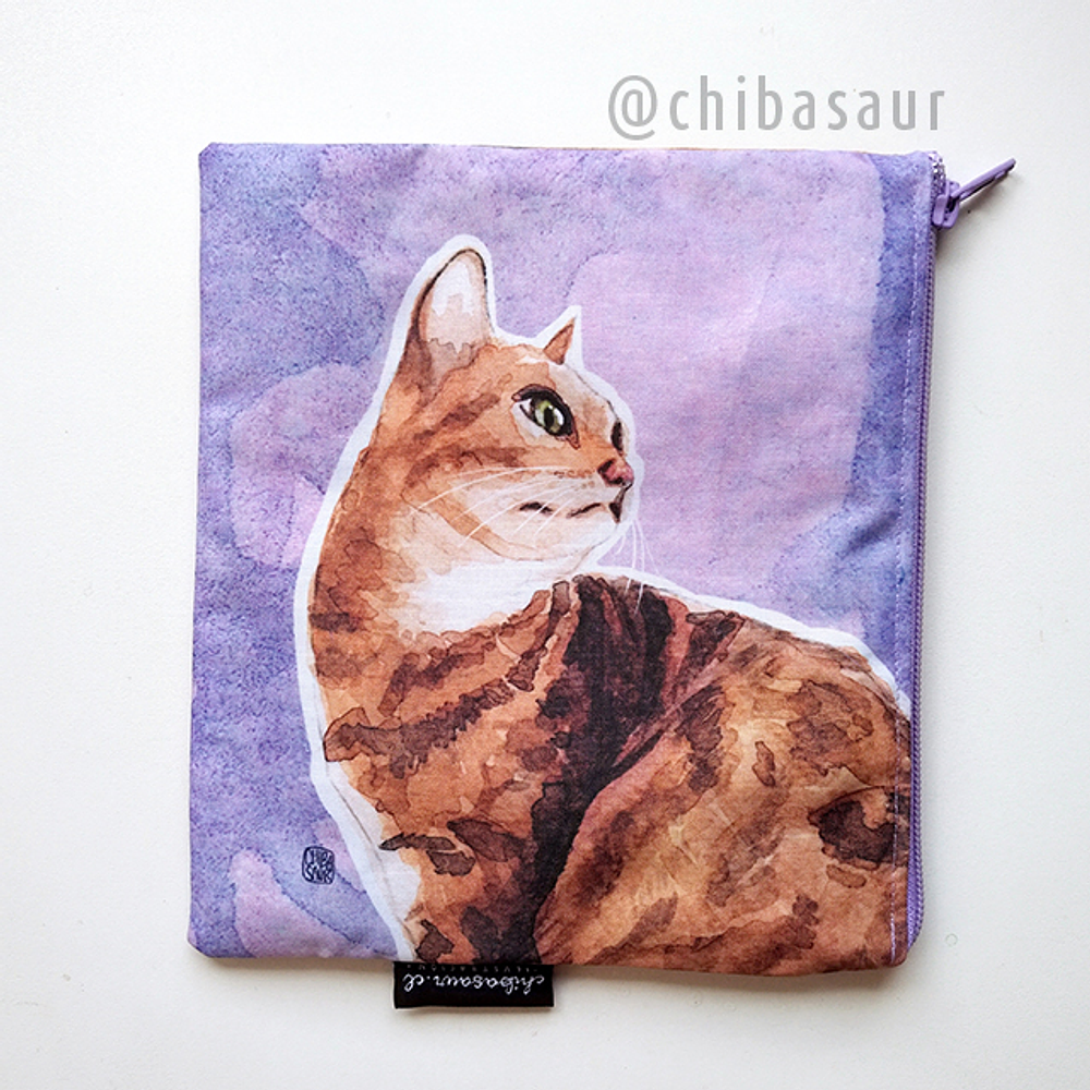 Estuche plano Gato Naranjo Morado