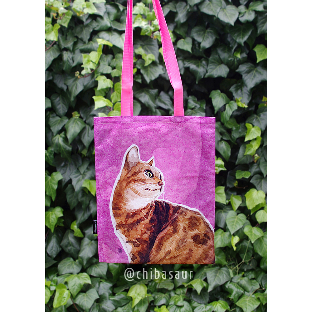 Tote bag Gato Naranjo Rosado