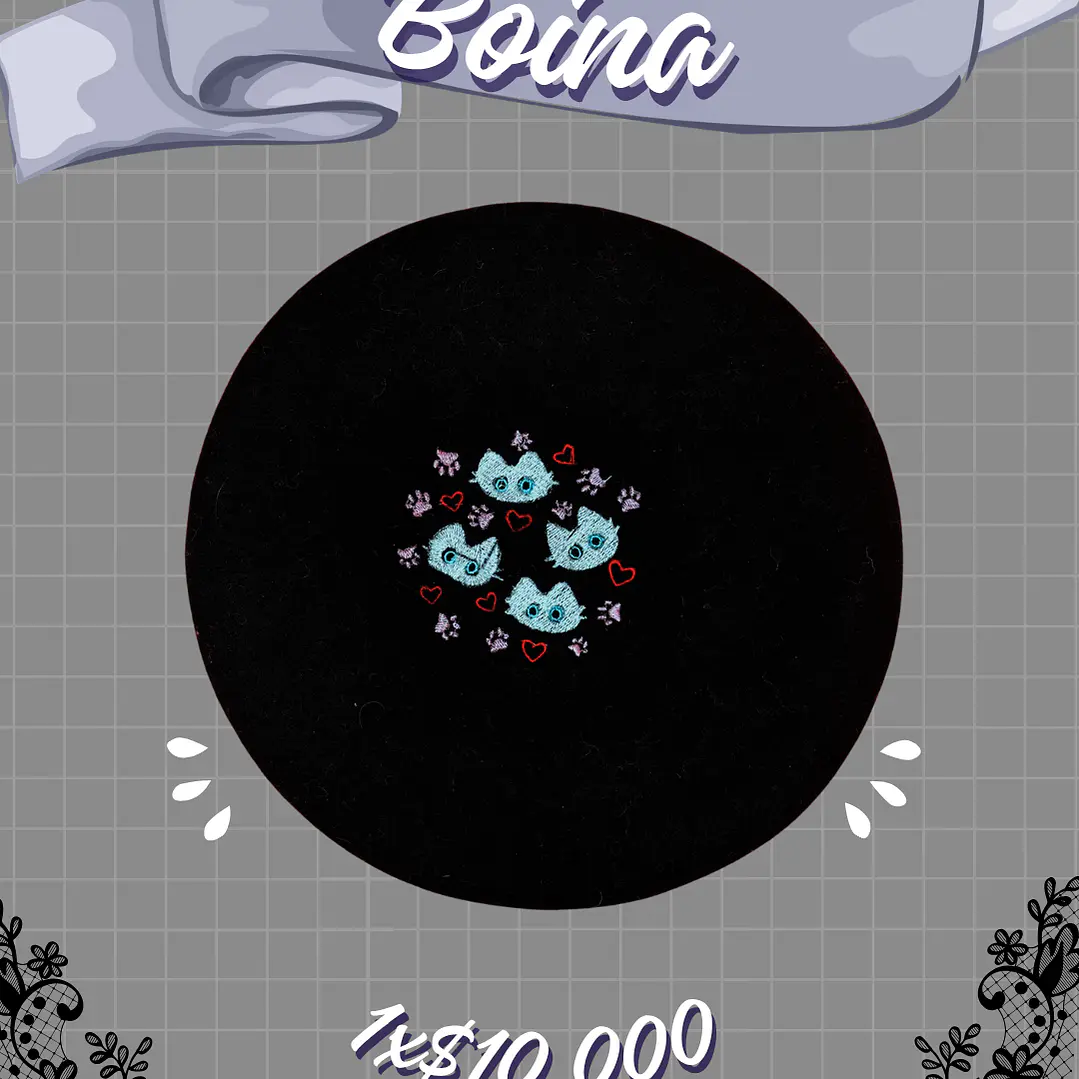 Boina Negra Gatos Blancos 1