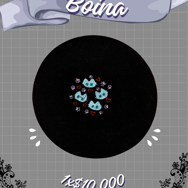 Boina Negra Gatos Blancos 1