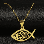 Fish Jesus Stainless Steel Necklace Christian Necklaces Pendants Jewelry