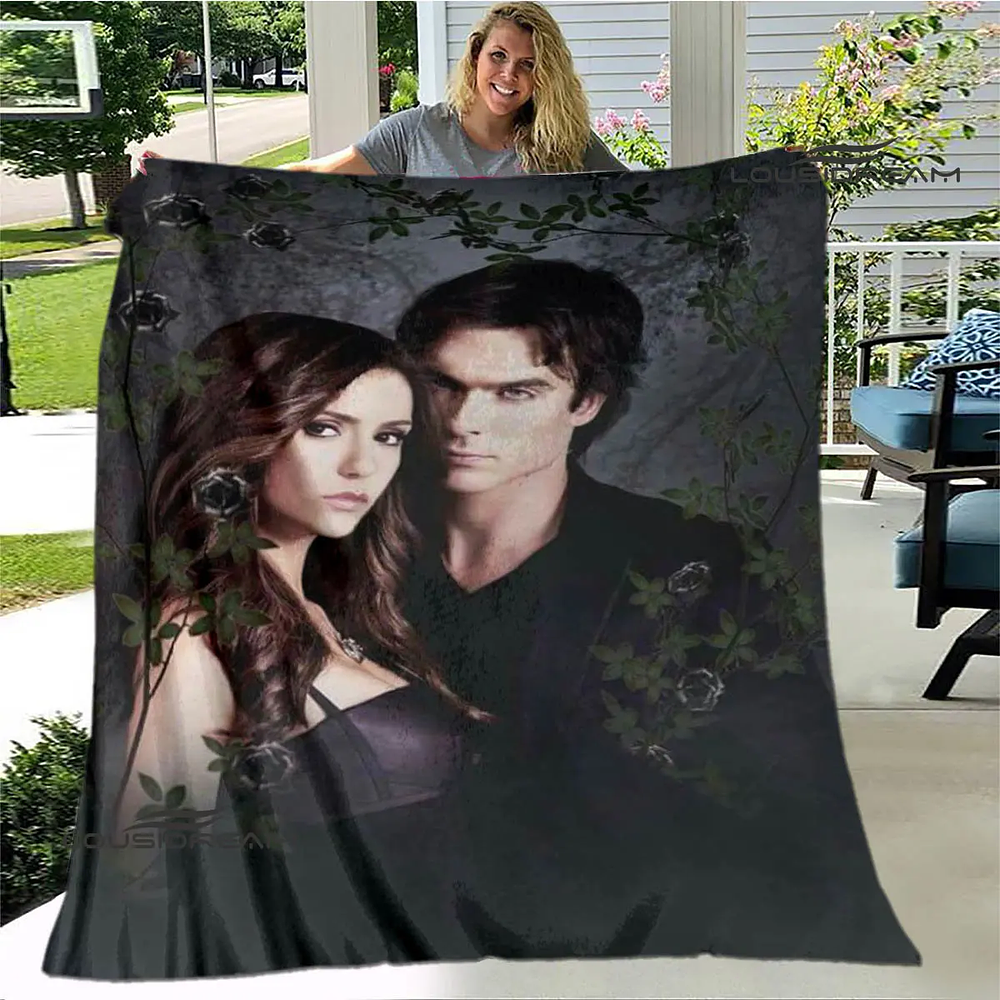 The Vampire Diaries Damon salvatore flannel blanket home and travel blanket