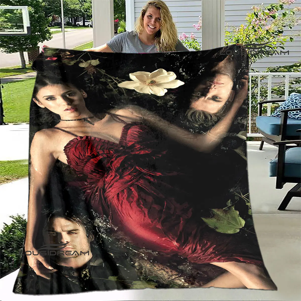 The Vampire Diaries Damon salvatore flannel blanket home and travel blanket