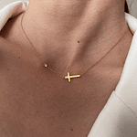 Delicate Petite Sideways Cross Necklaces Pendant Women Stainless Steel Thin Chain Link Christian Jewelry