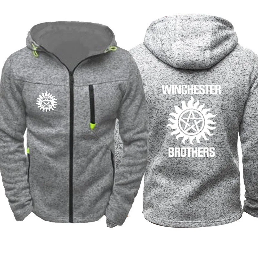 Supernatural Hoodie Winchester Bros Sportswear Fleece Warm Zipper Jacket Hooded Sweatshirt