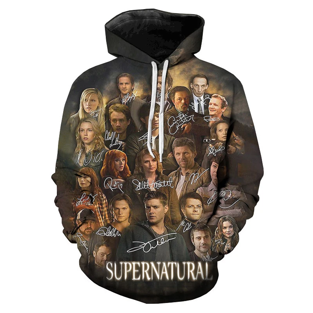 Supernatural TV Series Sweatshirts Oversized Hoodies Casual Pullover Hooded Sweatshirts