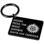 Funny Supernatural Keychain Driver Picks The Music Shotgun Shuts His Cakehole Brother Best Friend Driver Car Men Key ring Black