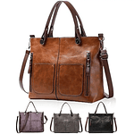 Large Capacity Shoulder Bag Leather Multi-Pocket Tote Bag Adjustable Shoulder Strap Crossbody Bag