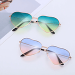 Ladies Fashion Metal Frame Sunglasses Fancy Dress Retro Heart Shaped Gradient Lens Sunglasses UV