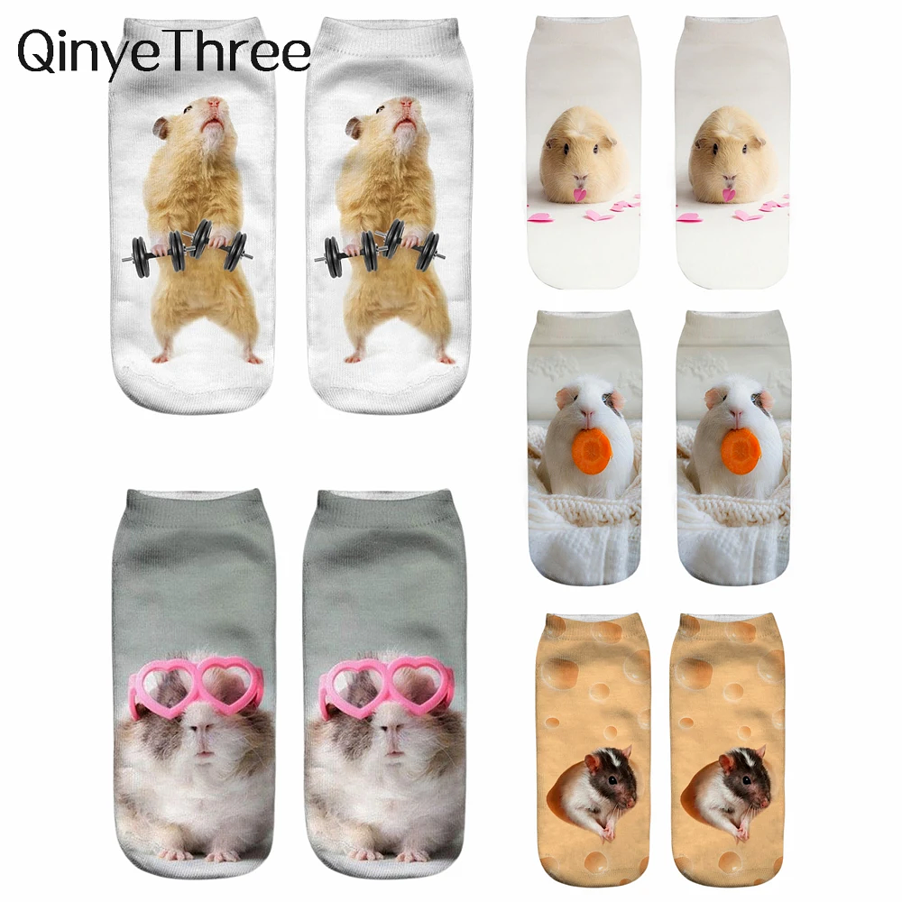 Fashion 3D Printed Mouse Socks Funny Cute Animal Fitness Hamster