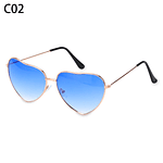 Ladies Fashion Metal Frame Sunglasses Fancy Dress Retro Heart Shaped Gradient Lens Sunglasses UV