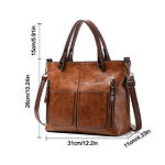 Large Capacity Shoulder Bag Leather Multi-Pocket Tote Bag Adjustable Shoulder Strap Crossbody Bag