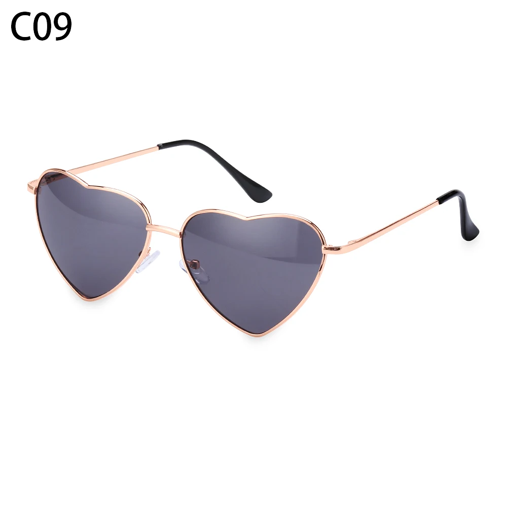 Ladies Fashion Metal Frame Sunglasses Fancy Dress Retro Heart Shaped Gradient Lens Sunglasses UV