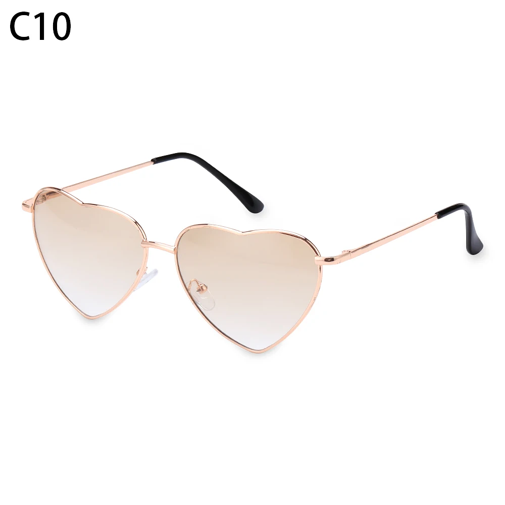 Ladies Fashion Metal Frame Sunglasses Fancy Dress Retro Heart Shaped Gradient Lens Sunglasses UV