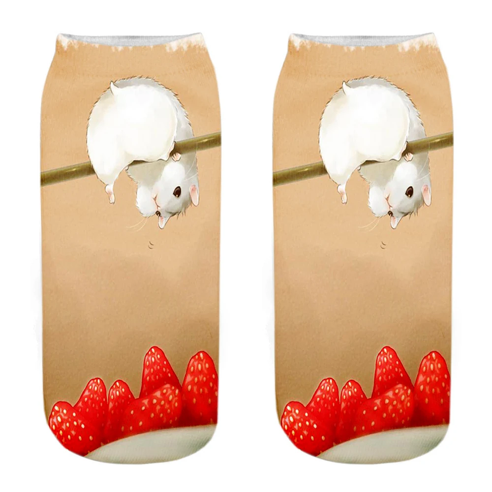 Fashion 3D Printed Mouse Socks Funny Cute Animal Fitness Hamster