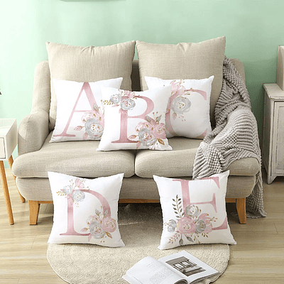 26 Letters pillowcase Cushion Cover Pink Letter Home Decorative Pillowcase