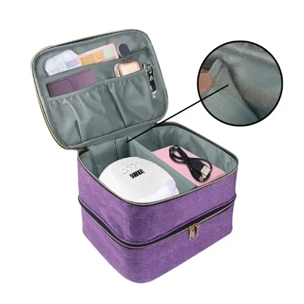 Storage Double-Layer Nail Tools Nail Polish Carrying Case Nail Organizers and Dryer Case Holds 30 Various Size Bottles