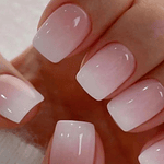 24Pcs Gradient White Fake Nails Short Square Ballet Simple False Nails Press on Wearable Nude Nails Art Full Cover Manicure Tips