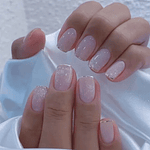 24Pcs Gradient White Fake Nails Short Square Ballet Simple False Nails Press on Wearable Nude Nails Art Full Cover Manicure Tips