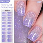 Rose Gold Glitter Semi Cured Gel Nail Wraps UV Light Cured Sparkly Full Cover Extension Nail Tips