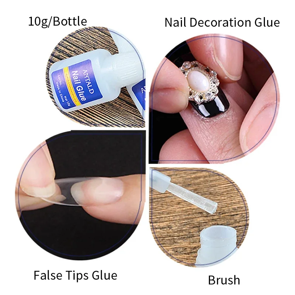 10g Fast Drying Nail Glue For False Nails With Brush False Nail Tips Glue Sticky Nail Care Tools