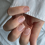 24Pcs Nude Pink Nail Tips Short Round Head False Nails with Design Wearable Finished Fake Nails Full Cover Press on Nails