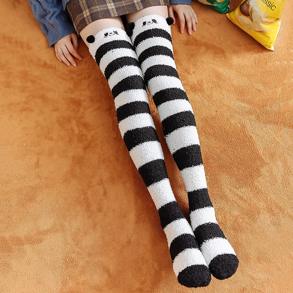 Cute Stockings Coral Fleece Knee High Winter Sock Thigh High Socks