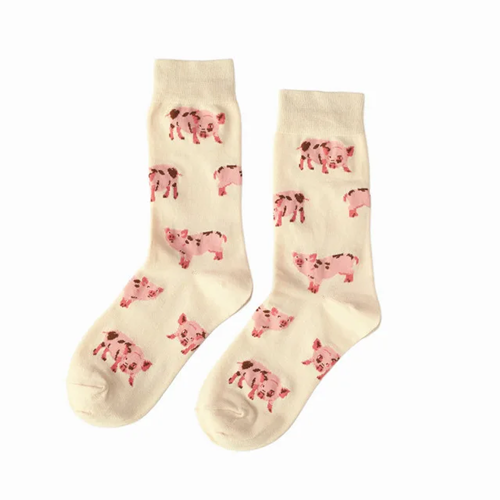 Cute Pig Crew Socks Lovely Animal Cotton Short Socks