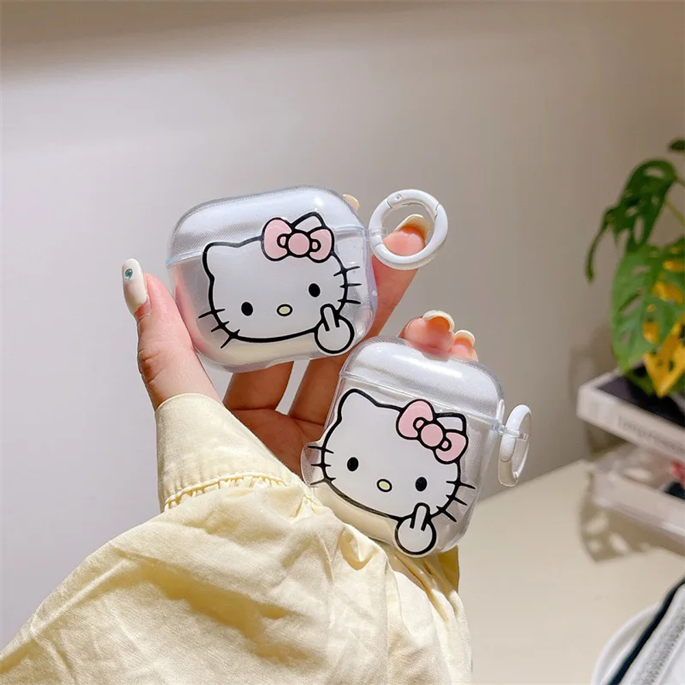 Cute Hello Kitty airpod Case 1 2 3 Pro Wireless Bluetooth Pink headphone Cover Soft Case with keychains