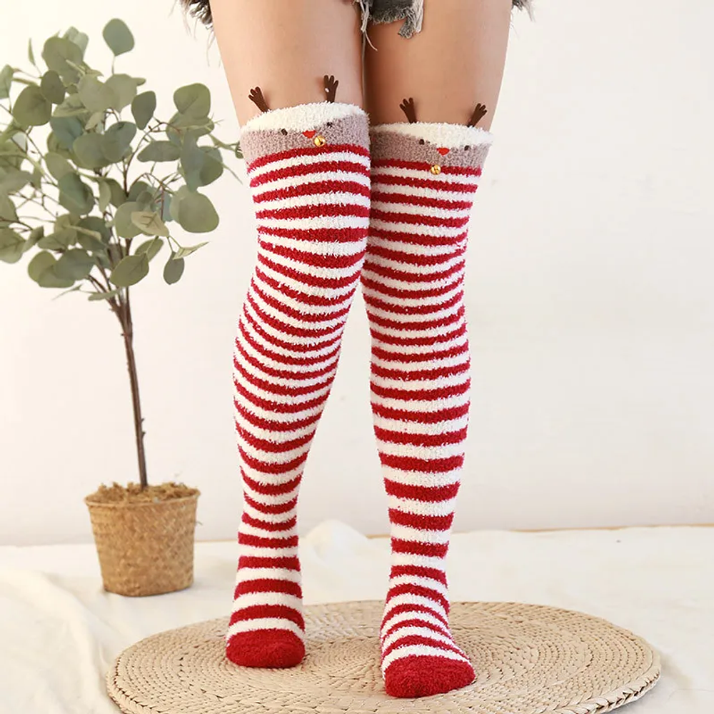 Cute Stockings Coral Fleece Knee High Winter Sock Thigh High Socks