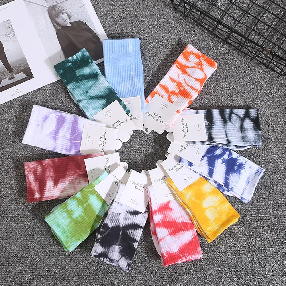 Tie-dye Socks Hip-hop All Cotton Socks