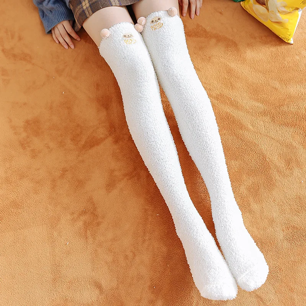 Cute Stockings Coral Fleece Knee High Winter Sock Thigh High Socks