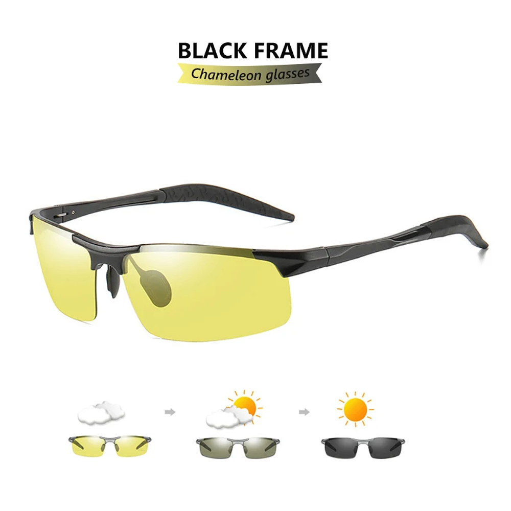 Fashion Photochromic Sunglasses Chameleon Polarized Sunglasses Anti-glare UV400 Eyewear nighttime