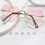 Heart Sunglasses Rimless Metal Frame Heart Shaped Sunglasses Gradient Lens Women Eyewear UV400 Protection