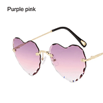 Heart Sunglasses Rimless Metal Frame Heart Shaped Sunglasses Gradient Lens Women Eyewear UV400 Protection