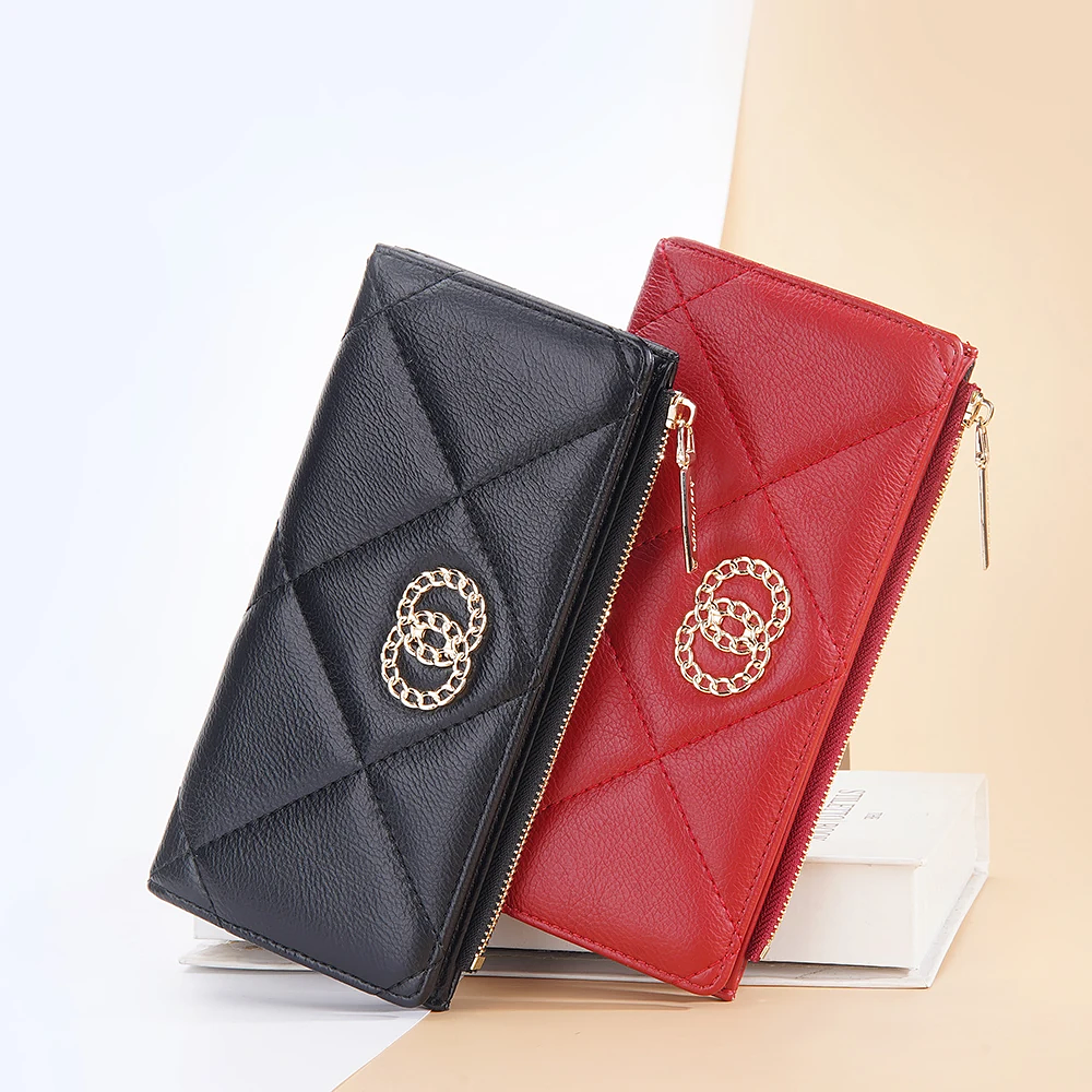 Women's Long Wallet Pu Leather Multi Slots Card Holder Large Capacity Zipper Coin Purse Phoneholder Clutch