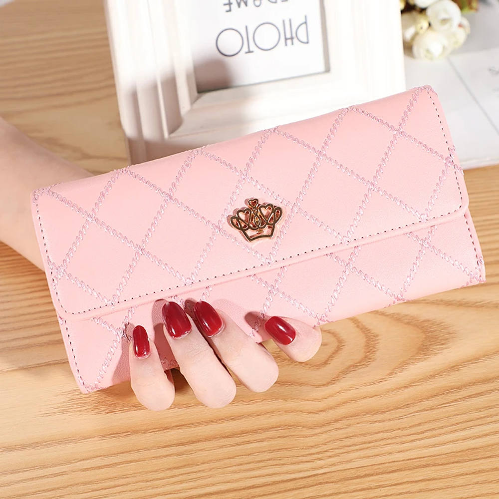 Womens Wallet Clutch Leather Plaid Wallets Long Length Card Holder Phone Bag Money Coin Pocket Ladies Purses