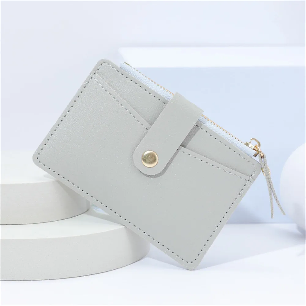 Fashion Mini Card Holder Wallet Coin Purse Card Case PU Leather 6 Colors Zipper Coin Purse