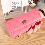 Womens Wallet Clutch Leather Plaid Wallets Long Length Card Holder Phone Bag Money Coin Pocket Ladies Purses