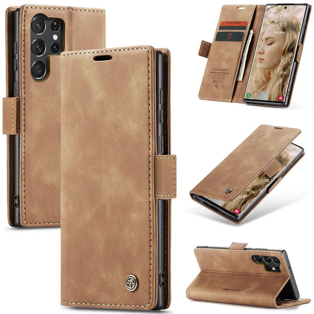 Samsung Galaxy S23 Ultra S23+ Leather Case CaseMe Retro Purse Luxury Magneti Card Holder Wallet Cover For Galaxy S23 5G