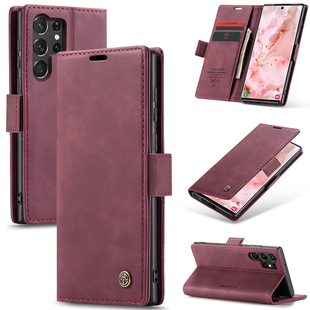 Samsung Galaxy S23 Ultra S23+ Leather Case CaseMe Retro Purse Luxury Magneti Card Holder Wallet Cover For Galaxy S23 5G