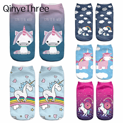 3D Print Unicorn Women Ankle Socks Cute Art Socks Unisex