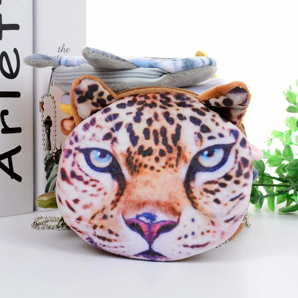 Cute Mini Coin Purse Animal Face Cartoon Cat Dog Bag Plush Zipper Wallet Card Key Holder Handbag Bag