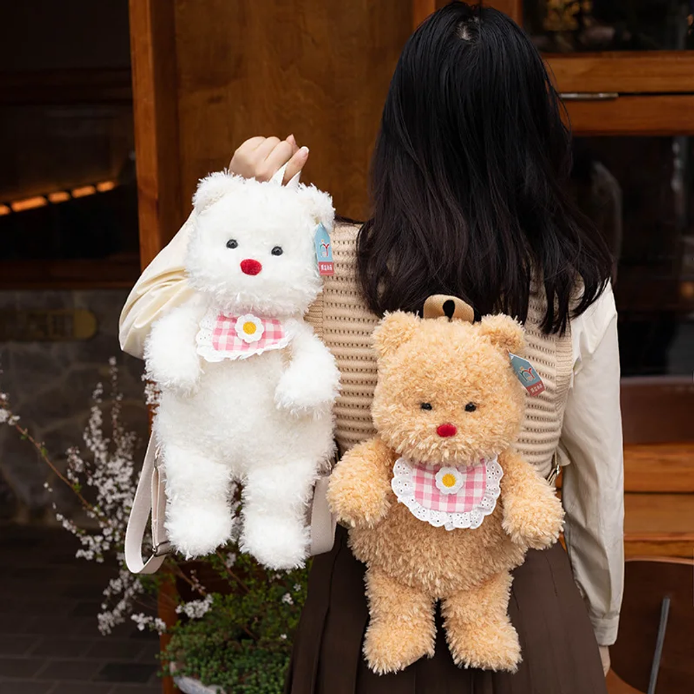 Plush Backpacks Stuffed Animal Teddy Dog Poodle Bear Bags Cute Soft Backpack