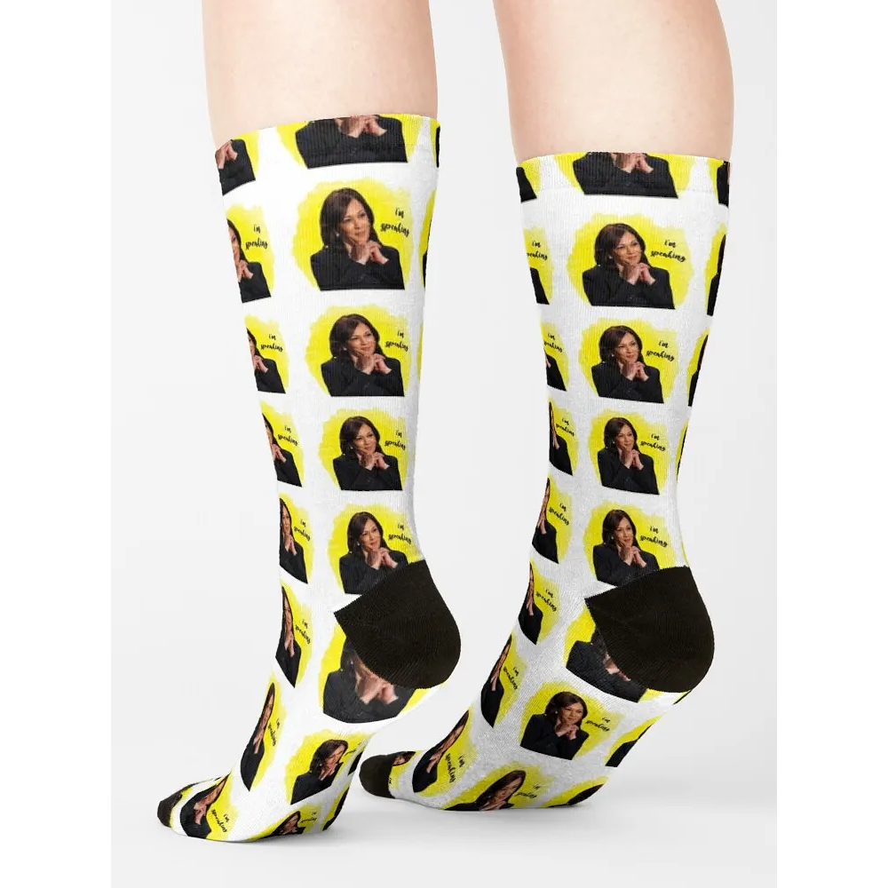 Kamala Harris "I'm Speaking" Watercolor Socks