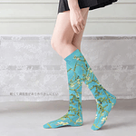 Van Gogh Mural World Famous Painting Sunflower Stockings Women Novelty Casual Long Socks Classic Retro Thin Socks