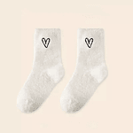 Simple Lovely Cozy Mink Velvet Socks Autumn Winter Hosiery Thickened Plush Warm Fluffy White Heart-shaped Socks