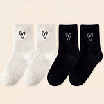 Simple Lovely Cozy Mink Velvet Socks Autumn Winter Hosiery Thickened Plush Warm Fluffy White Heart-shaped Socks