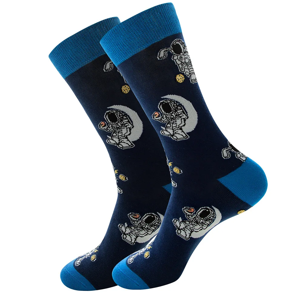 Funny Cotton Women's Socks Print beer Grenade Astronaut Long Tube Crew Socks