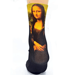 Retro Mona Lisa Sunflower Socks Oil Painting Unisex Printed Cotton Socks Art Image Socks